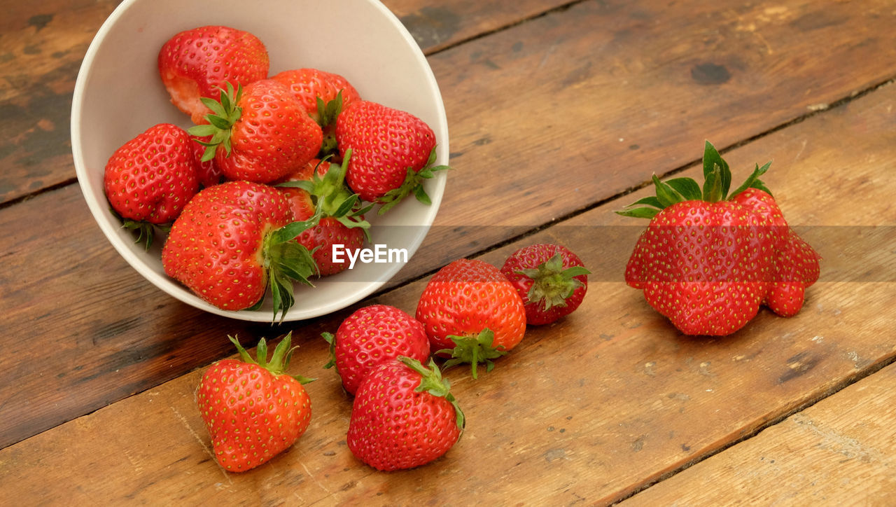 CLOSE-UP OF STRAWBERRIES IN BOWL