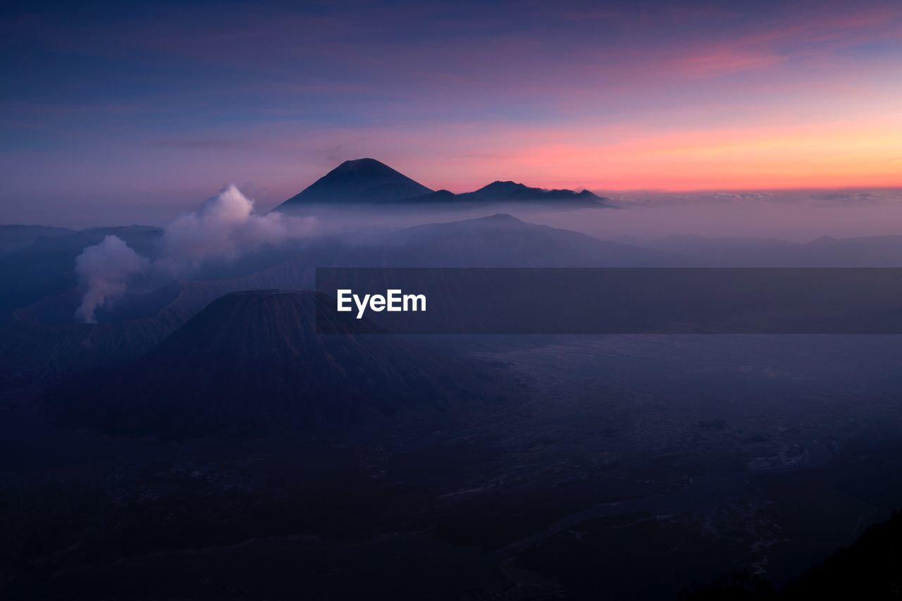 Sunrise at mount bromo from kingkong hill view , east java-indonesia