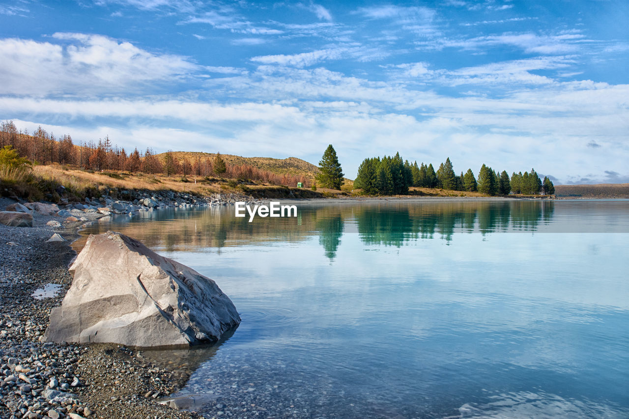 Scenic view of lake against sky