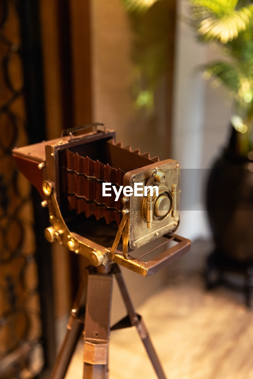 A vintage camera model photographed in close-up.photo was taken at museum of photographic equipment