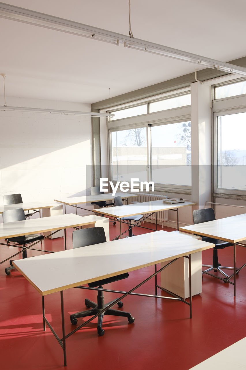 Interior of empty chairs and tables