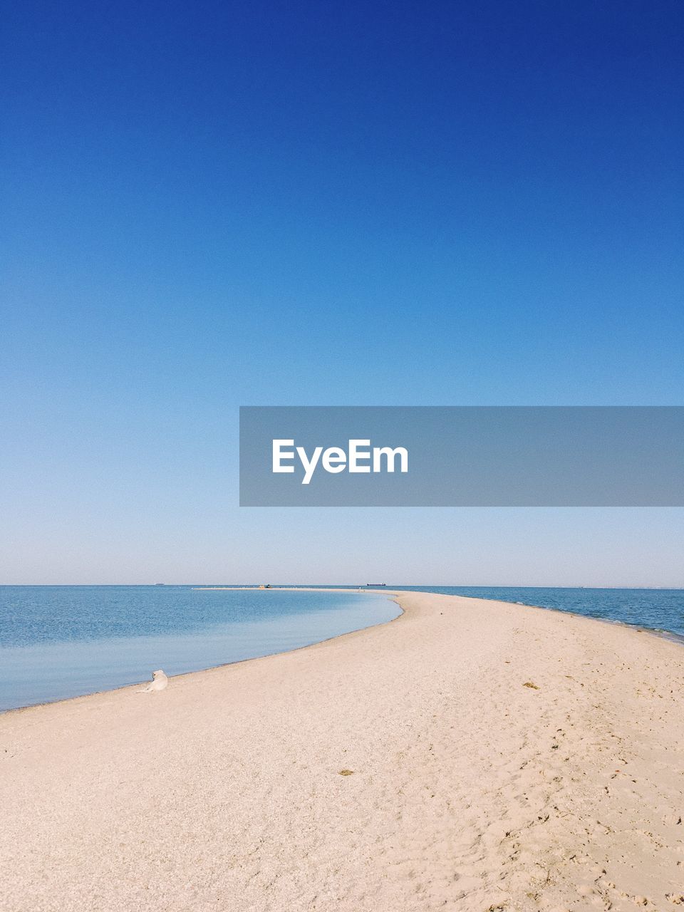 VIEW OF BEACH AGAINST CLEAR BLUE SKY