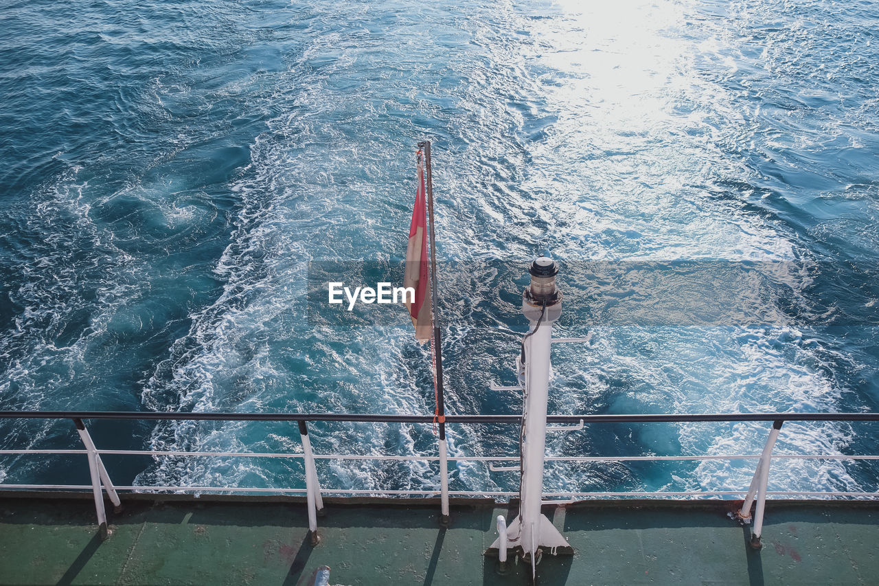 High angle view of ship on sea