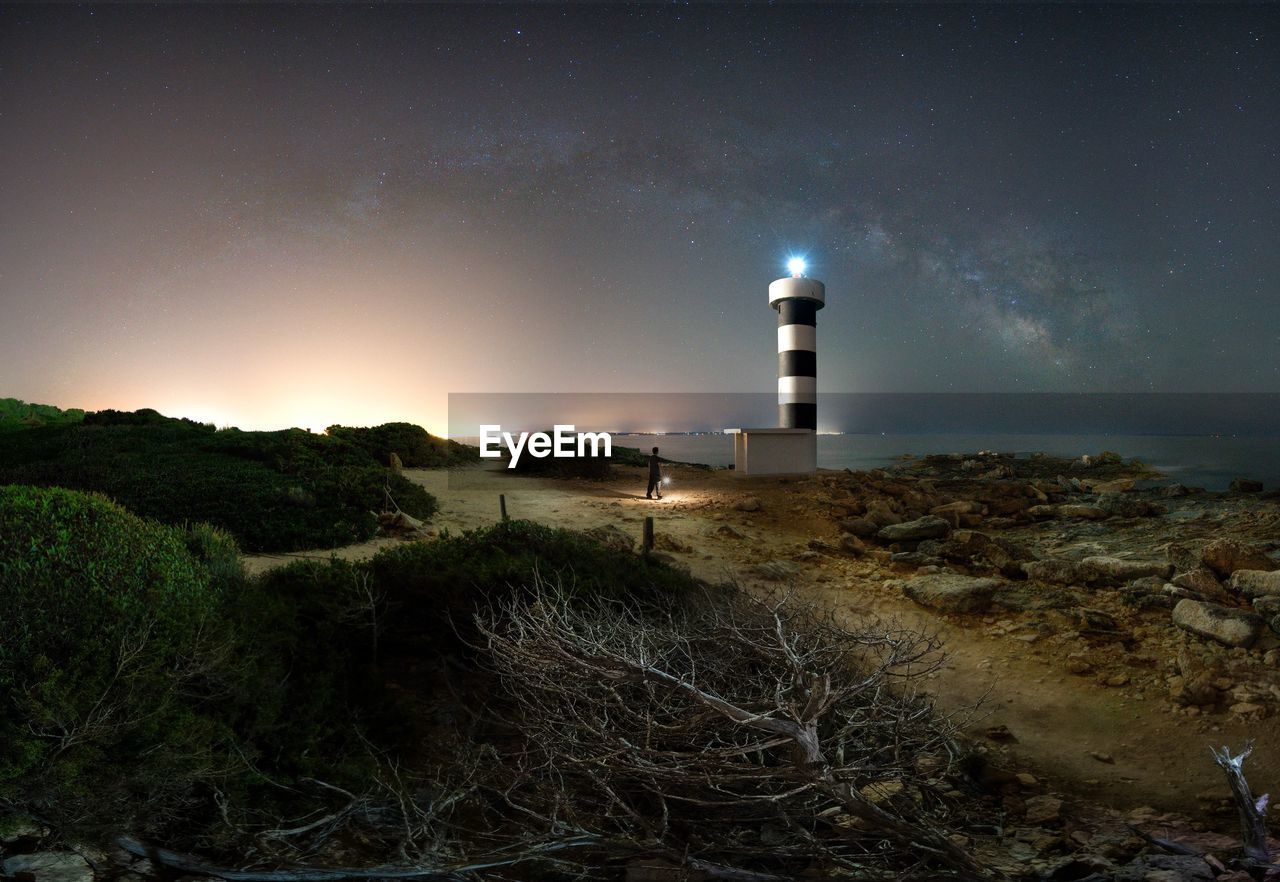 Scenic view of sea against sky at night