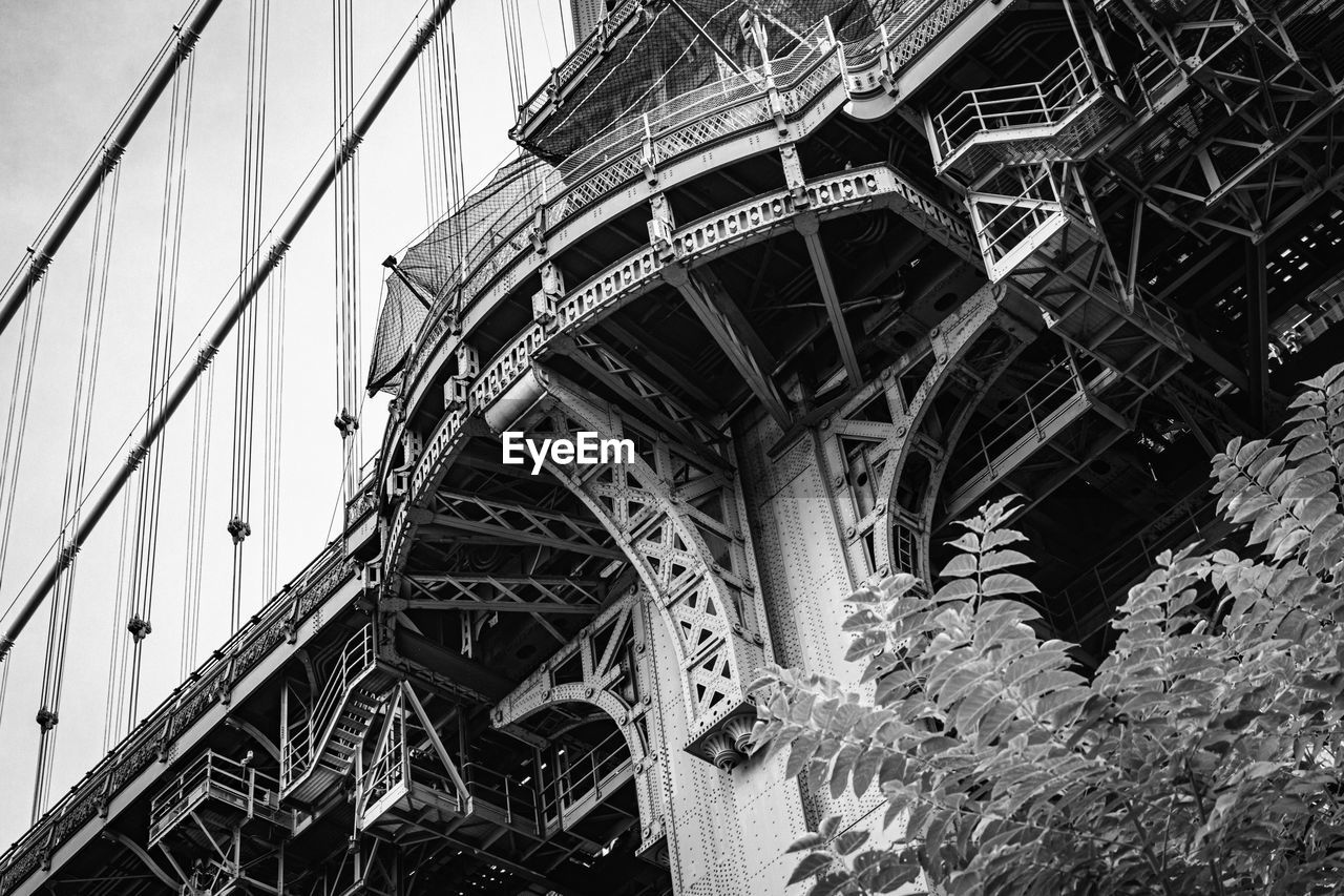LOW ANGLE VIEW OF BRIDGE IN CITY