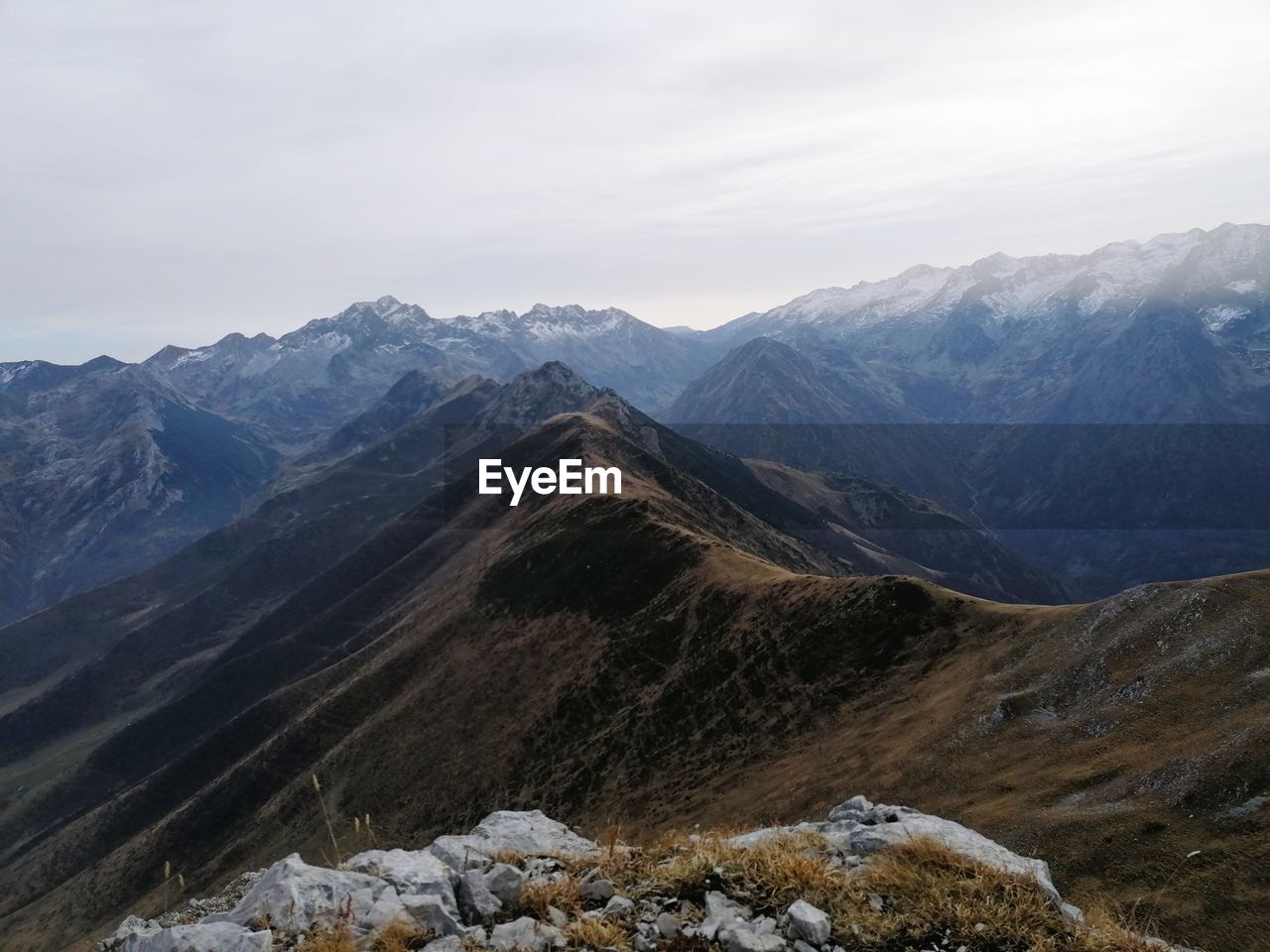 Scenic view of mountains against sky