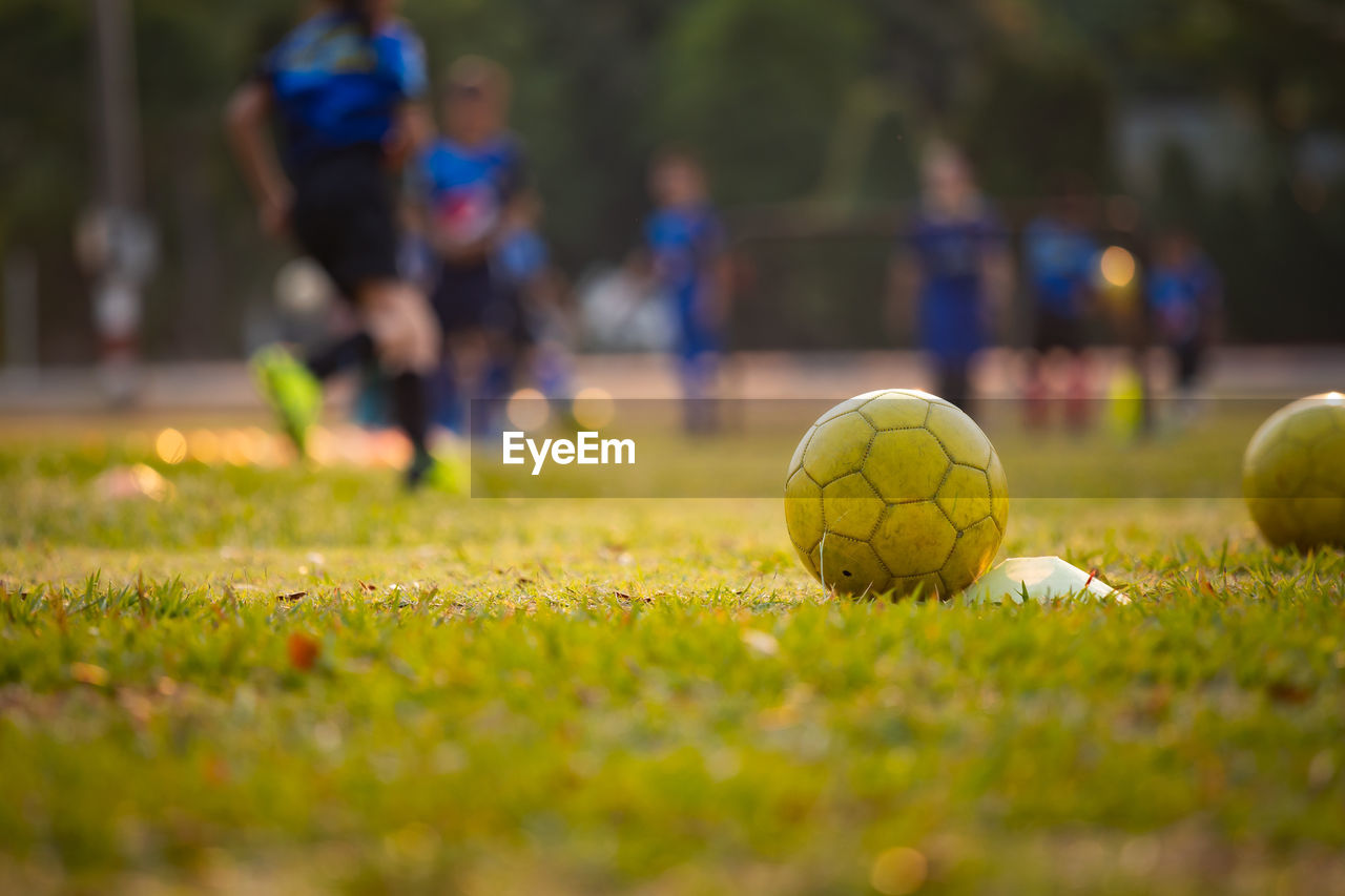 Surface level of soccer ball on field