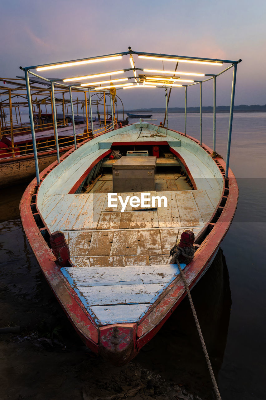 high angle view of boat on beach