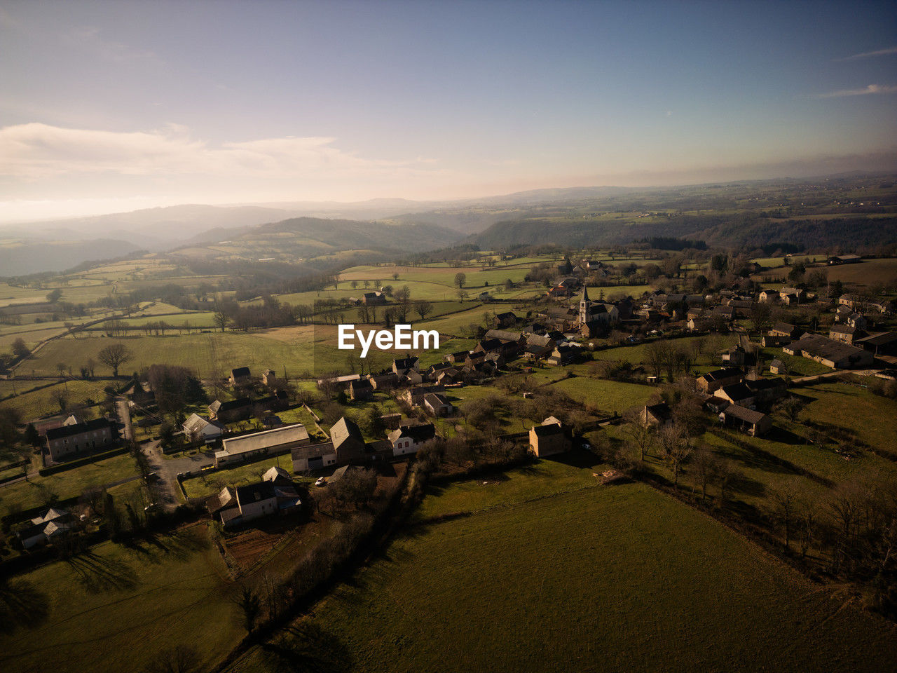 Centrés - village countryside in france drone view