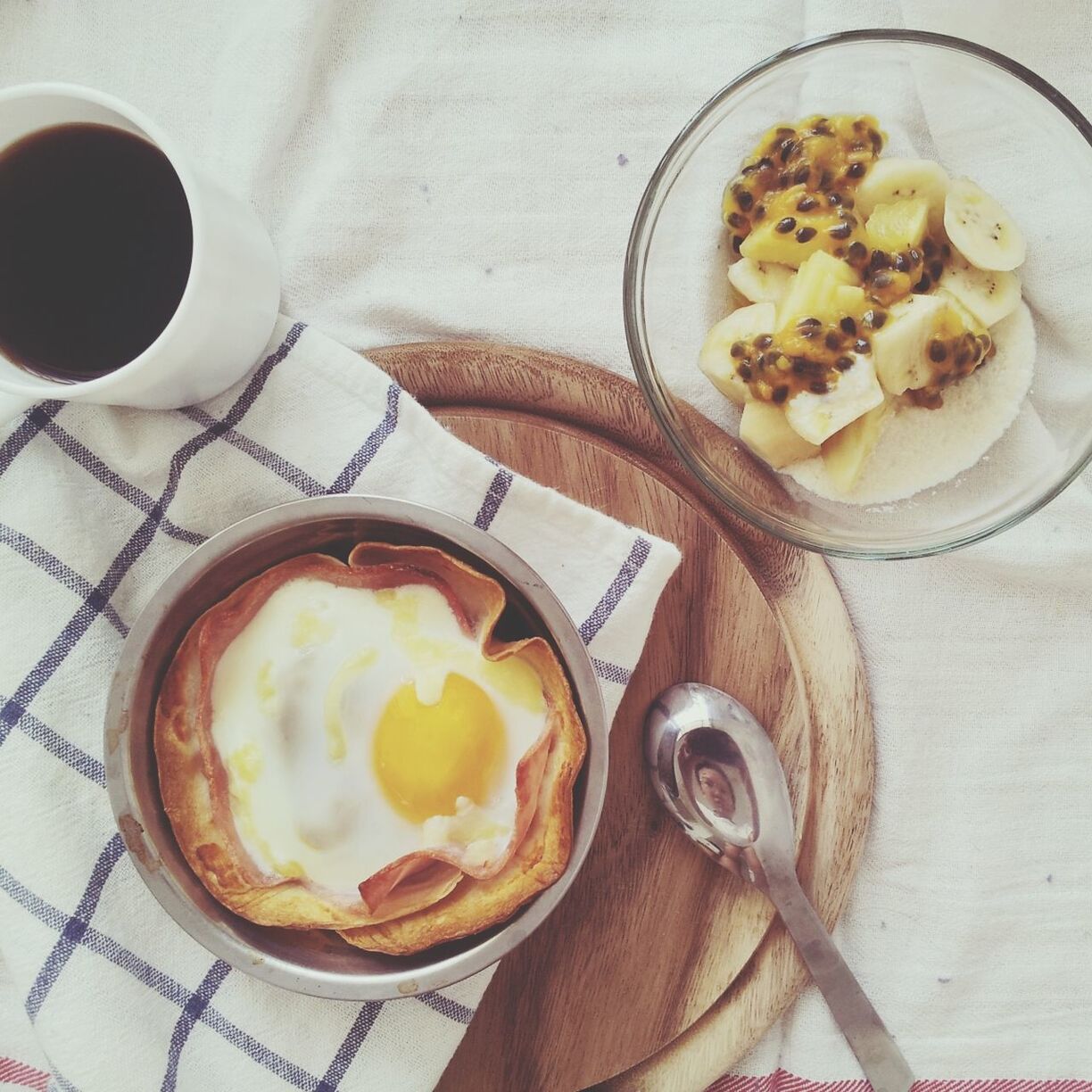 Close-up overhead view of breakfast