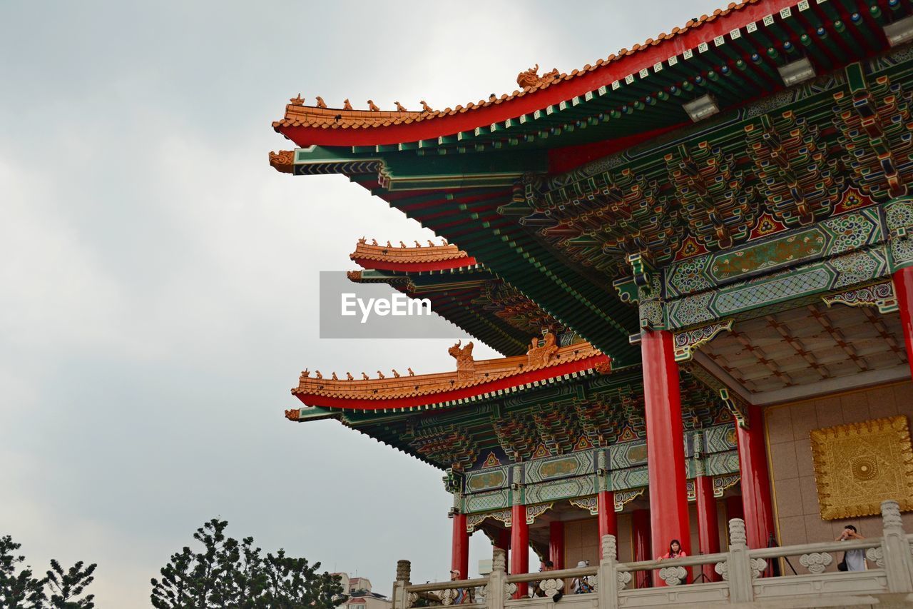 LOW ANGLE VIEW OF TEMPLE AGAINST CLOUDY SKY