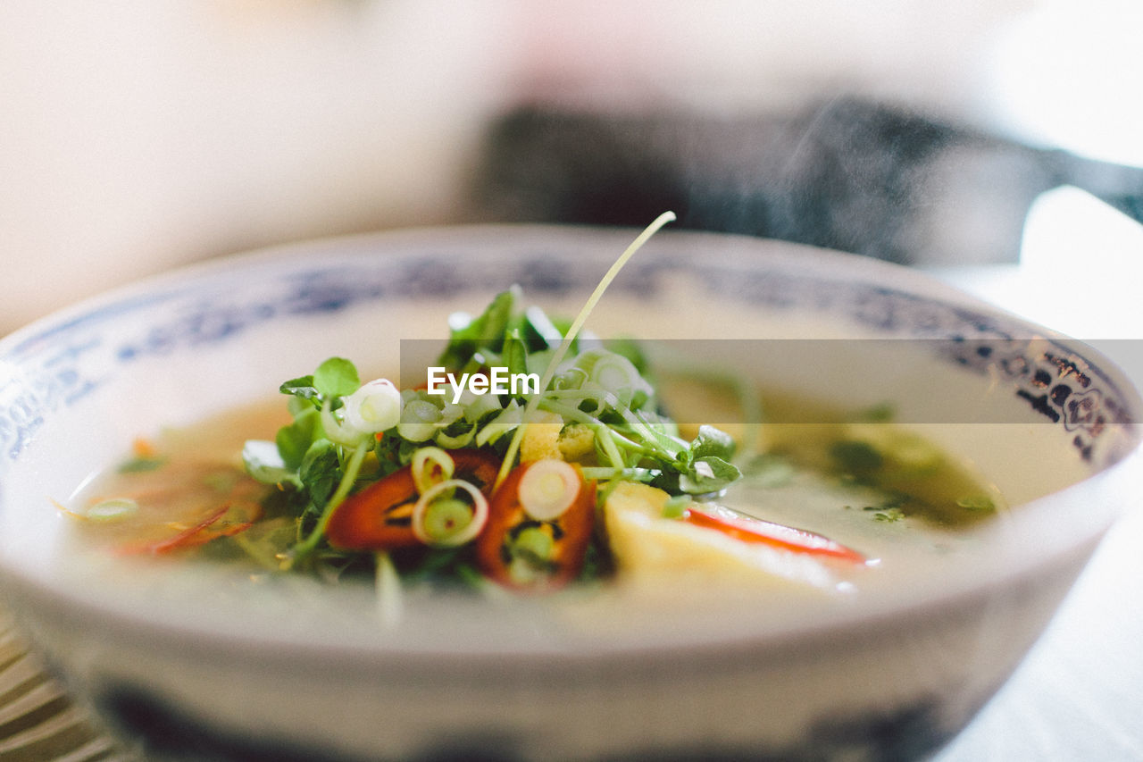 Close-up of soup in bowl