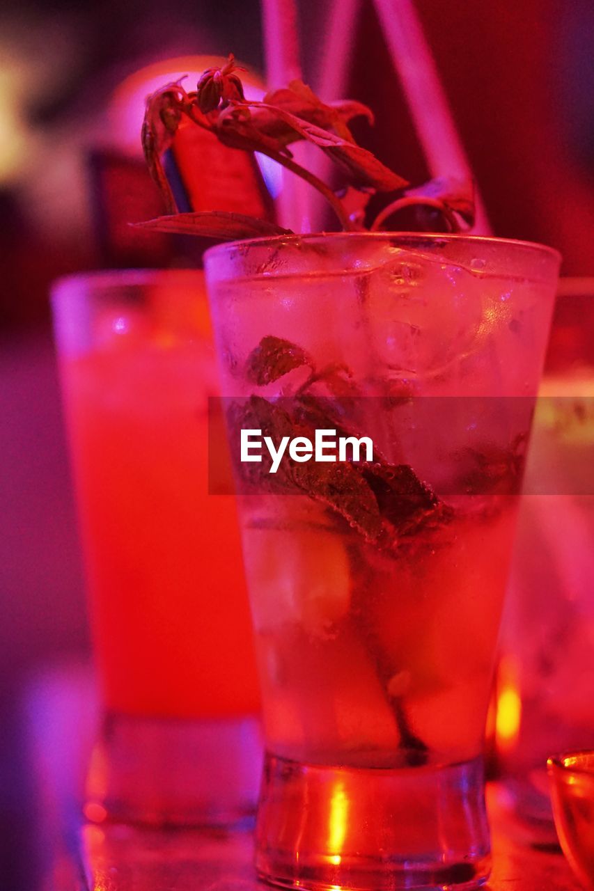 Close-up of alcoholic drink in nightclub