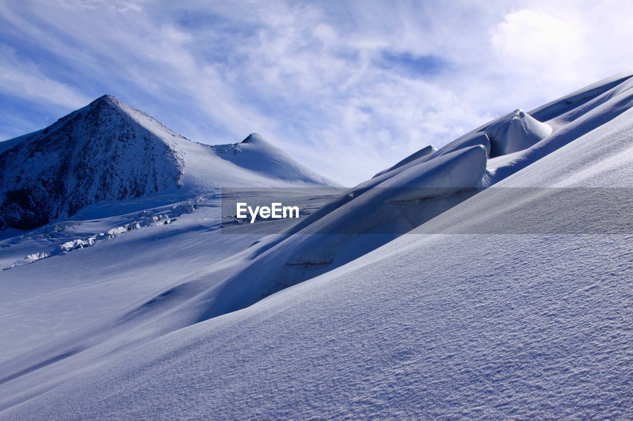 Snow covered mountain against sky