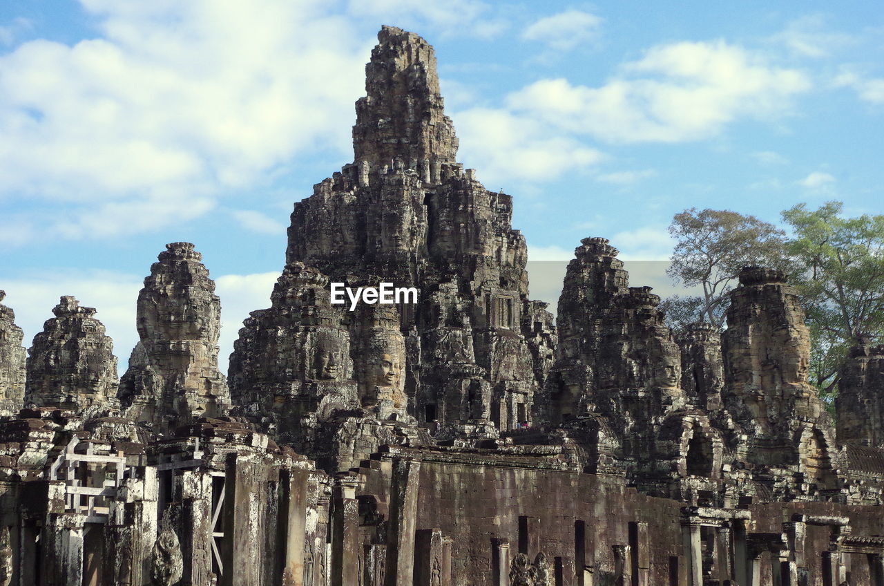 Low angle view of temple against sky