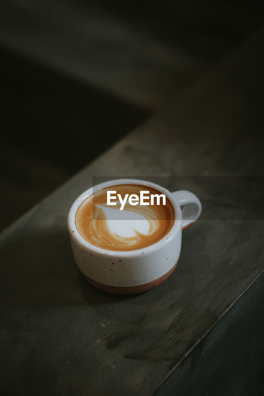 High angle view of coffee on table