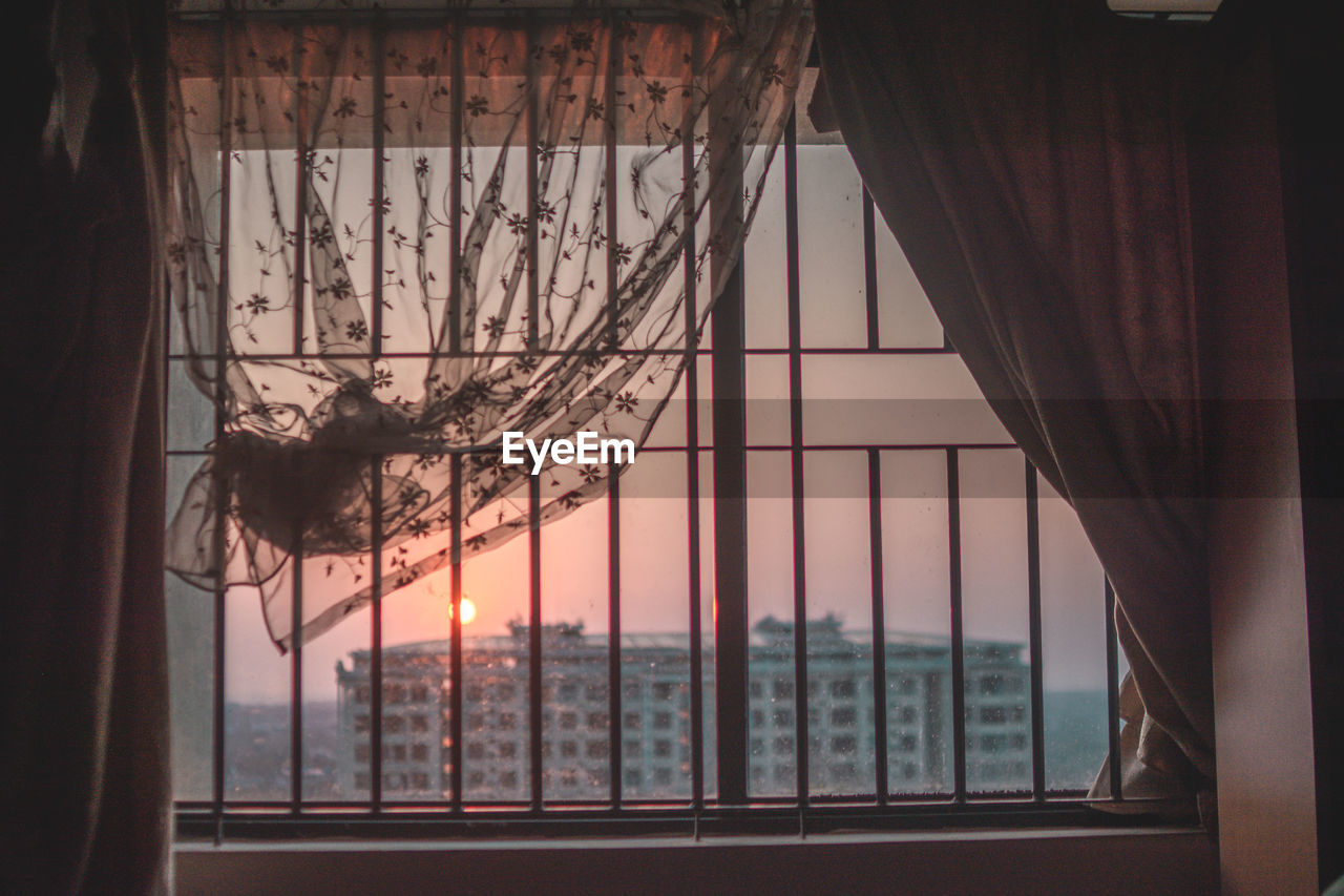 View of building through window
