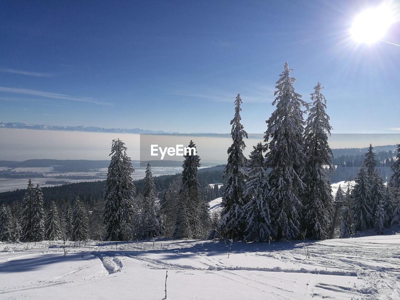 SCENIC VIEW OF SNOW FIELD AGAINST SKY