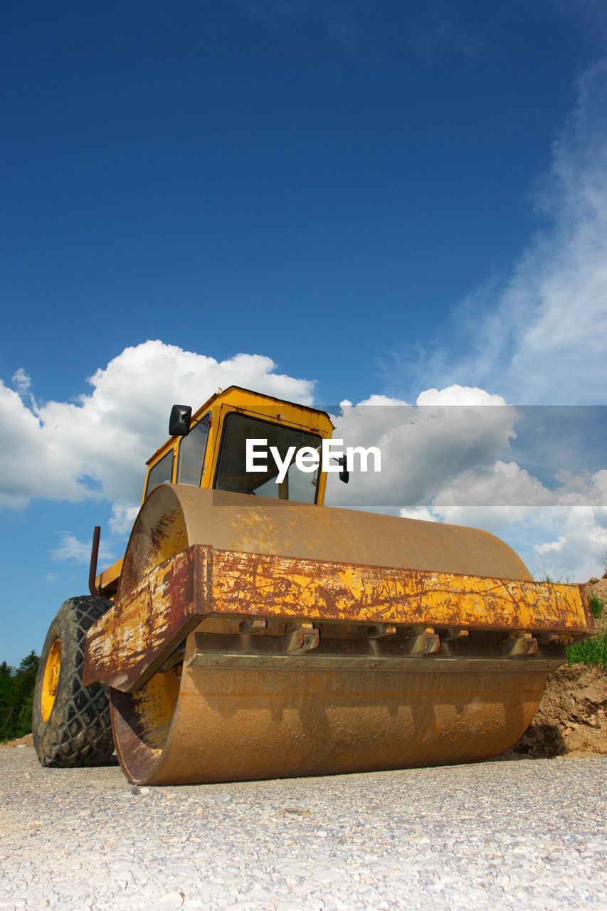 Low angle view of construction vehicle at site