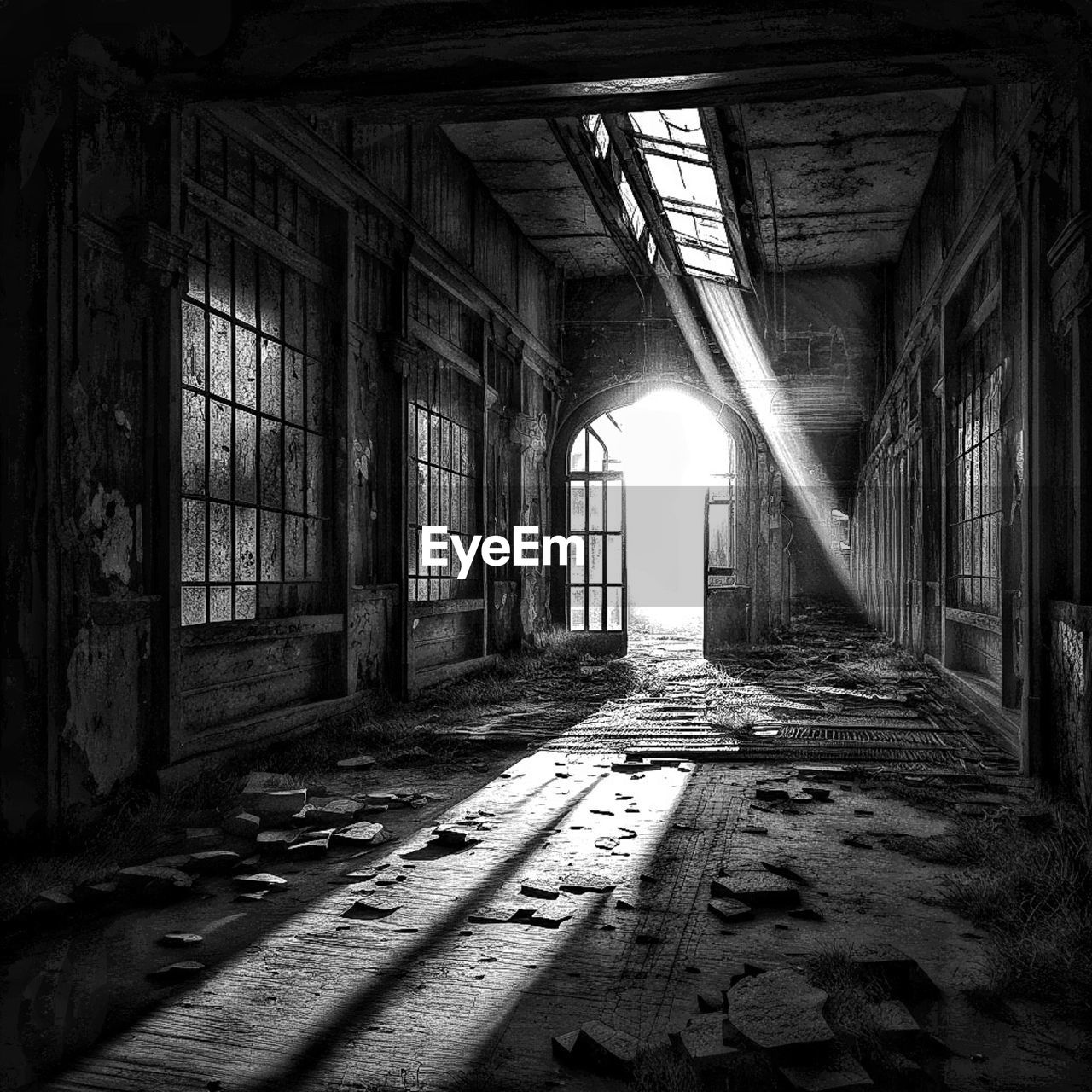 darkness, architecture, light, abandoned, indoors, built structure, window, black, building, monochrome, white, rundown, old, black and white, damaged, no people, monochrome photography, urban area, alley, sunlight, decline, deterioration, history, house, ruined, bad condition, day, flooring, domestic room, the past, old ruin, dirt, ceiling, corridor, arcade, wall - building feature, broken, home interior, street, weathered