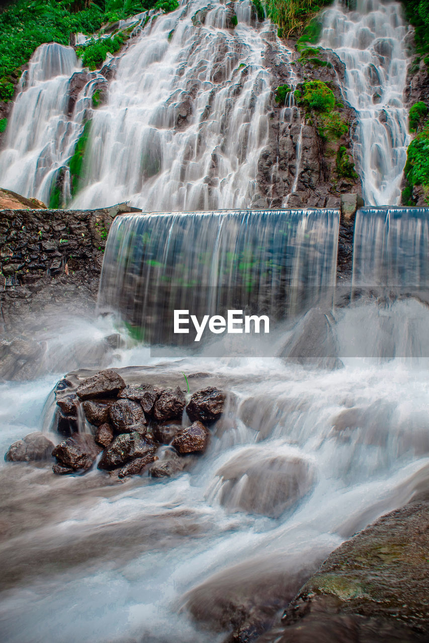 Scenic view of waterfall in forest