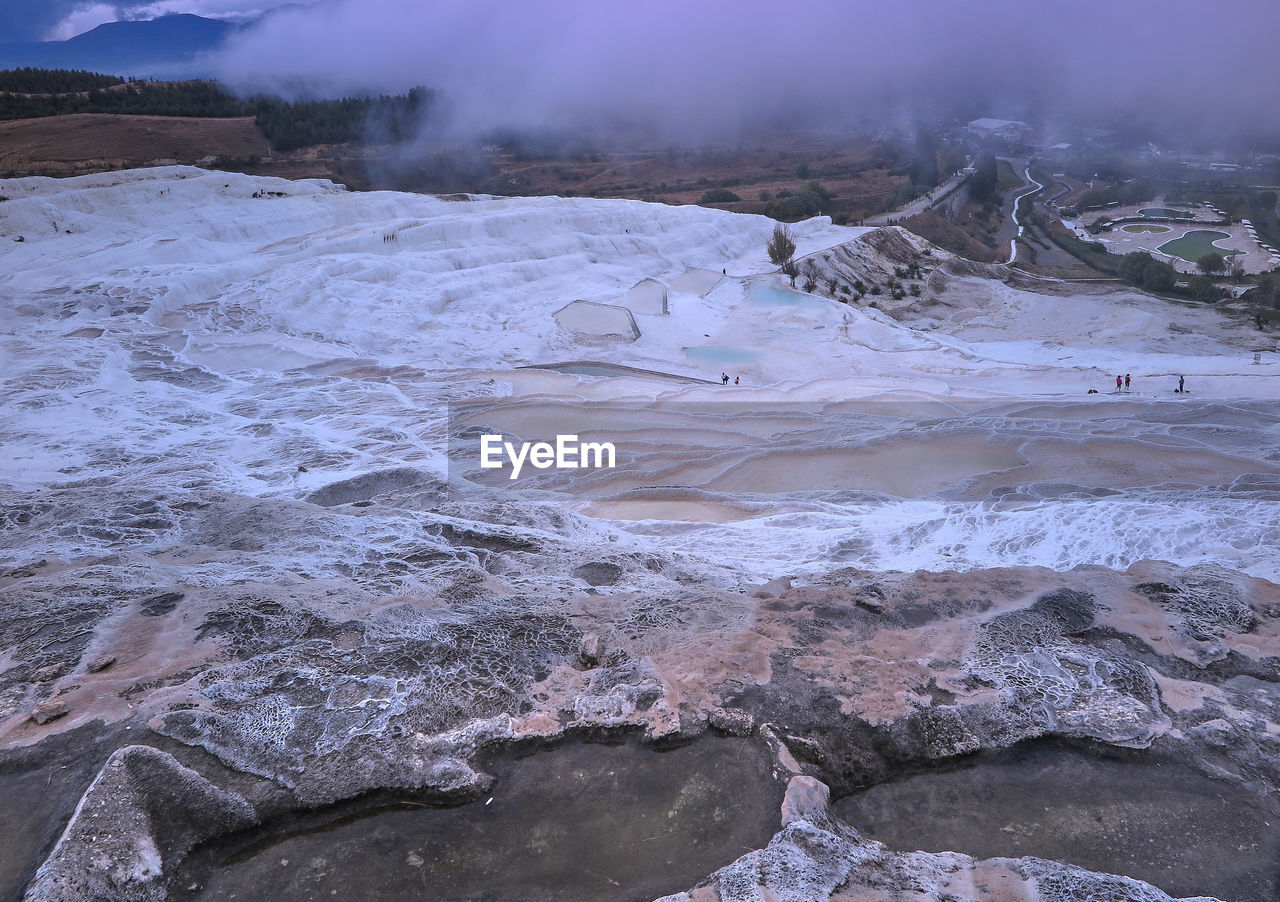 High angle view of hot springs