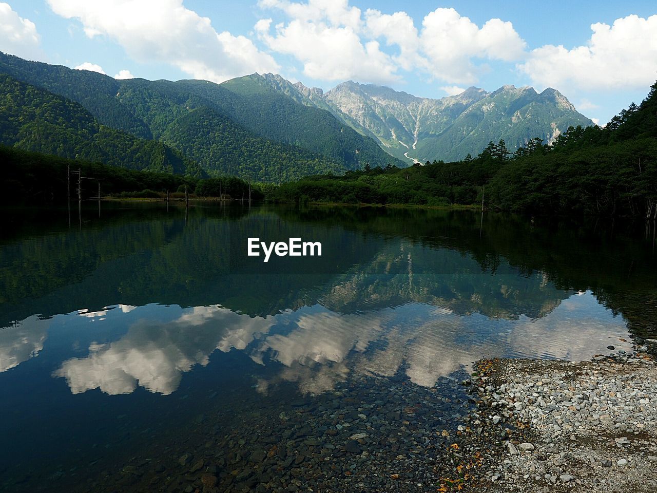 SCENIC VIEW OF CALM LAKE AGAINST MOUNTAIN RANGE