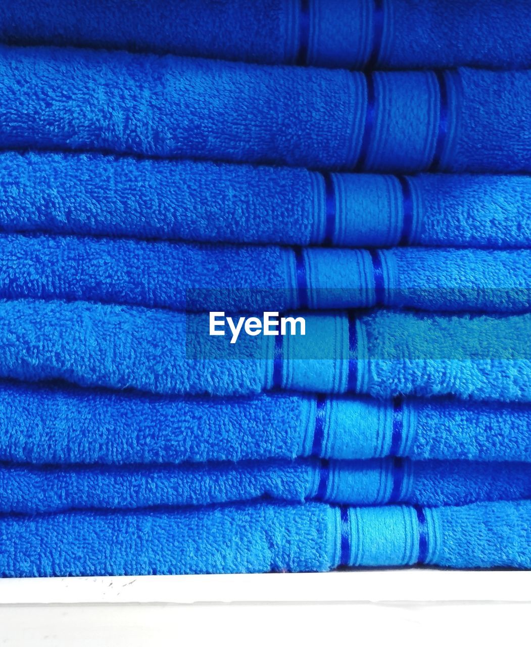 Close-up of blue towels