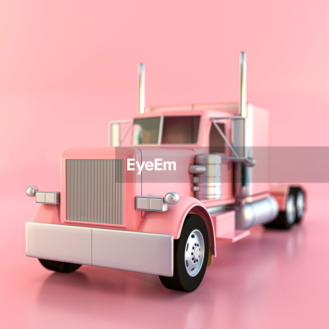 Pink truck isolated on pink background