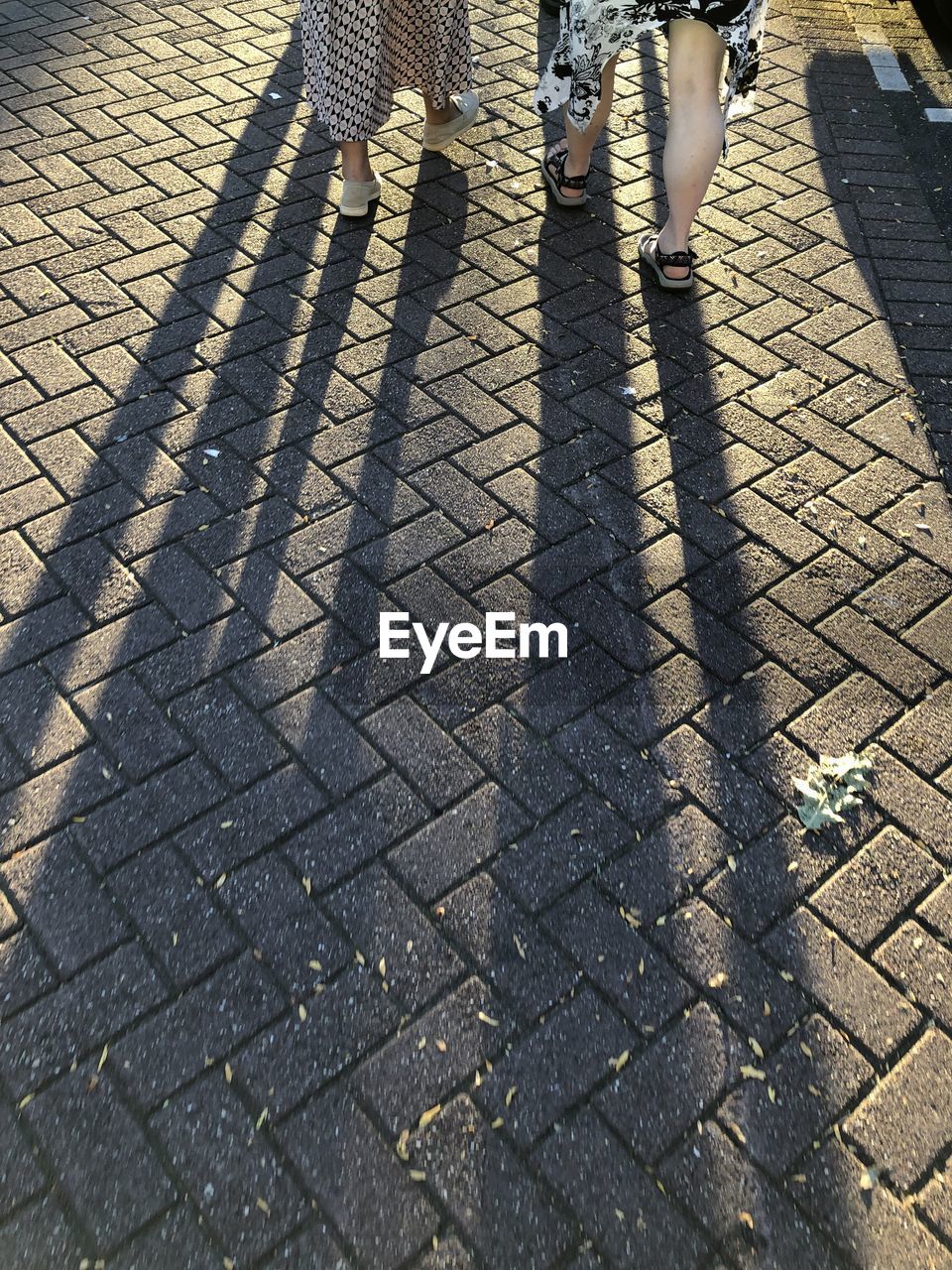 high angle view, day, road surface, sunlight, pattern, street, footpath, cobblestone, low section, shadow, city, one person, human leg, asphalt, outdoors, tire, roof, transportation, nature, paving stone, tread, flooring, automotive tire, lifestyles, wall, shoe, road, stone