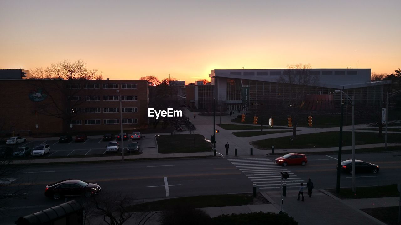 VIEW OF CITY AT SUNSET