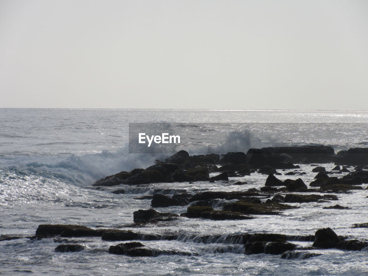 Scenic view of sea against clear sky