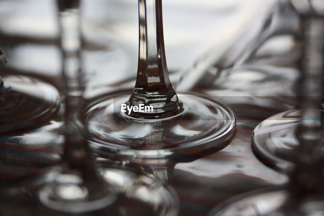 glass, wine glass, iron, close-up, selective focus, no people, indoors, tableware, stemware