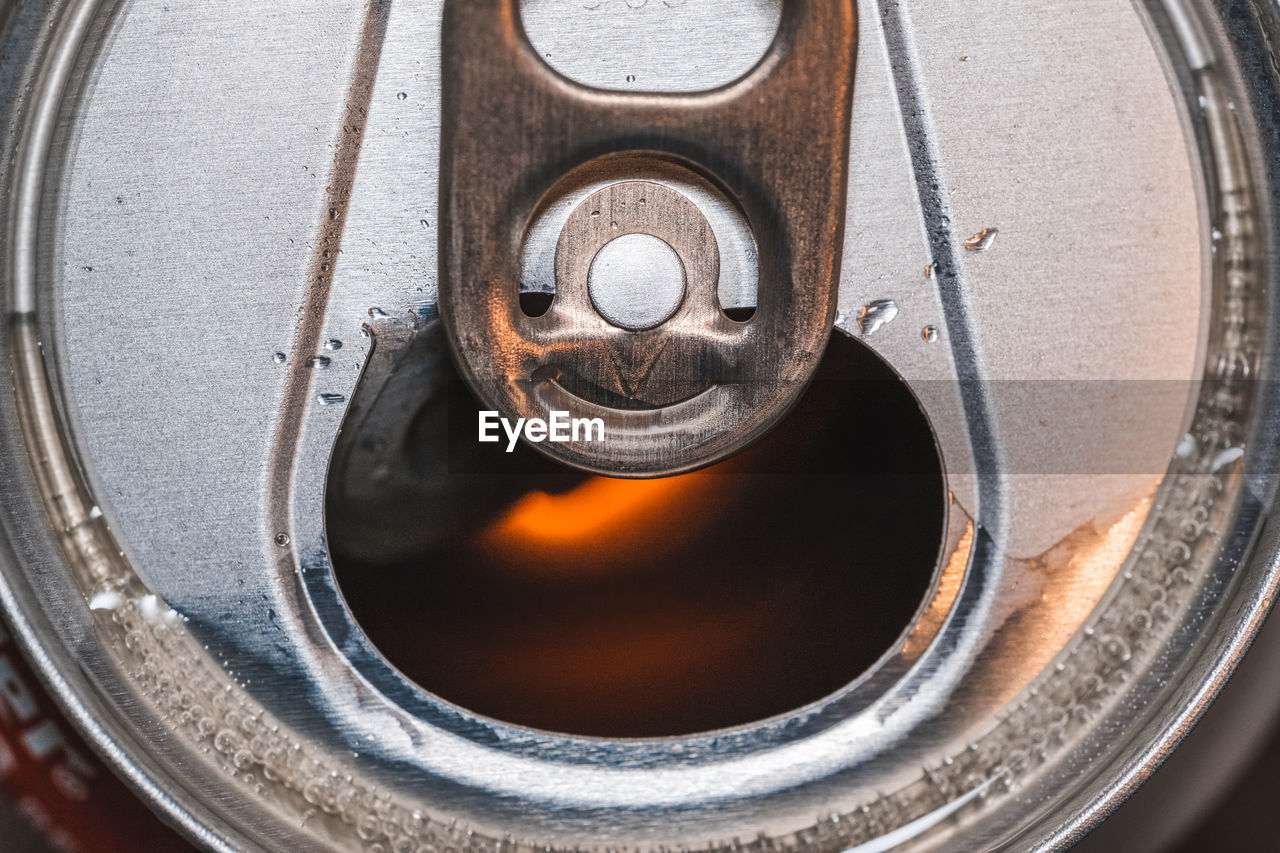 High angle view of a drink can