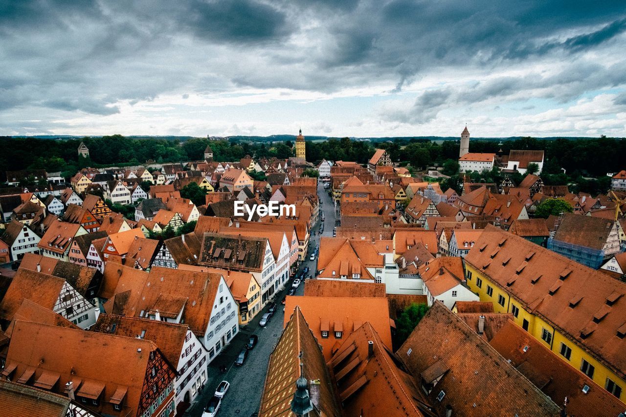 Town in dinkelsbuhl against cloudy sky