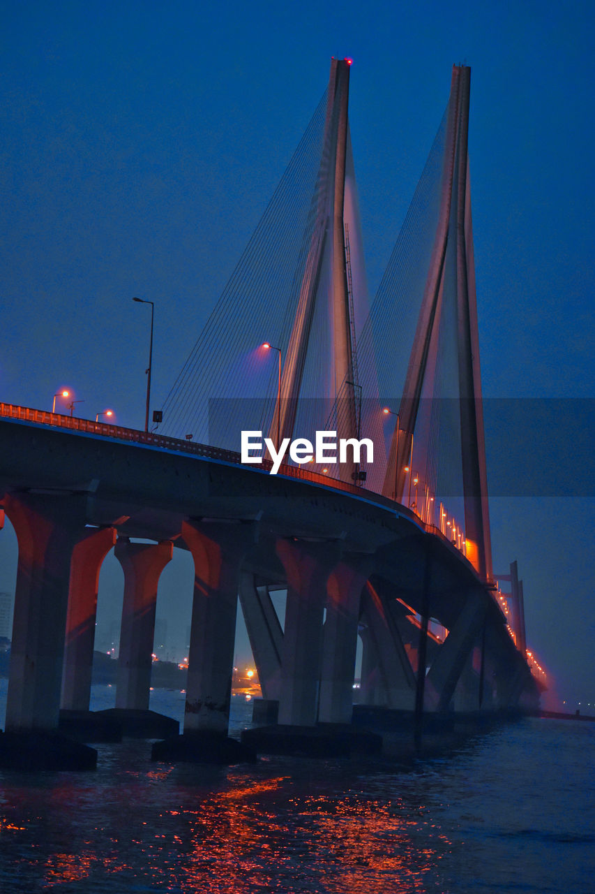 View of suspension bridge at dusk