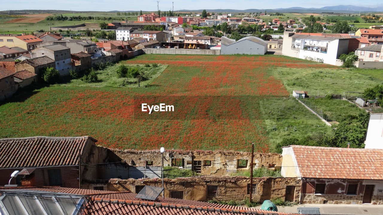 High angle view of townscape