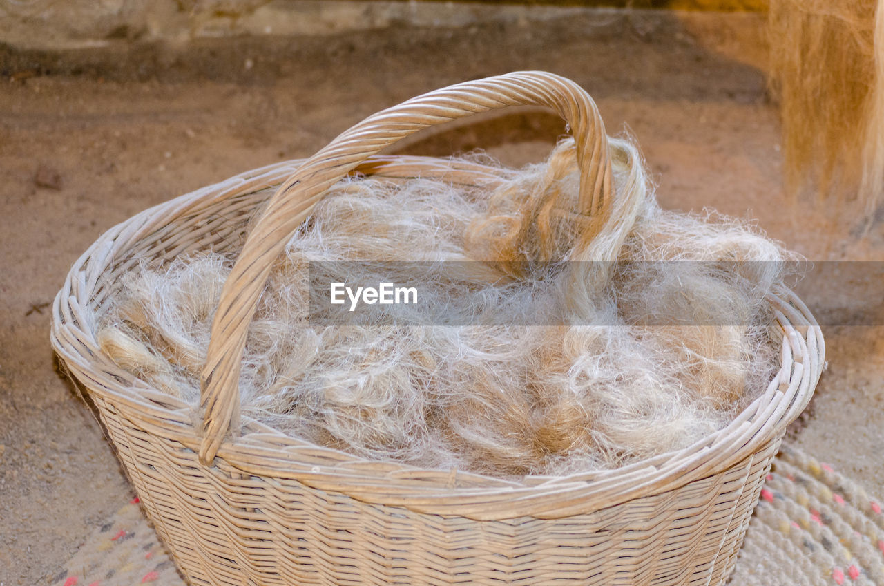 Close-up of basket full of cotton