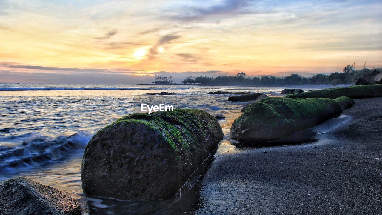 Giant boulders on beach