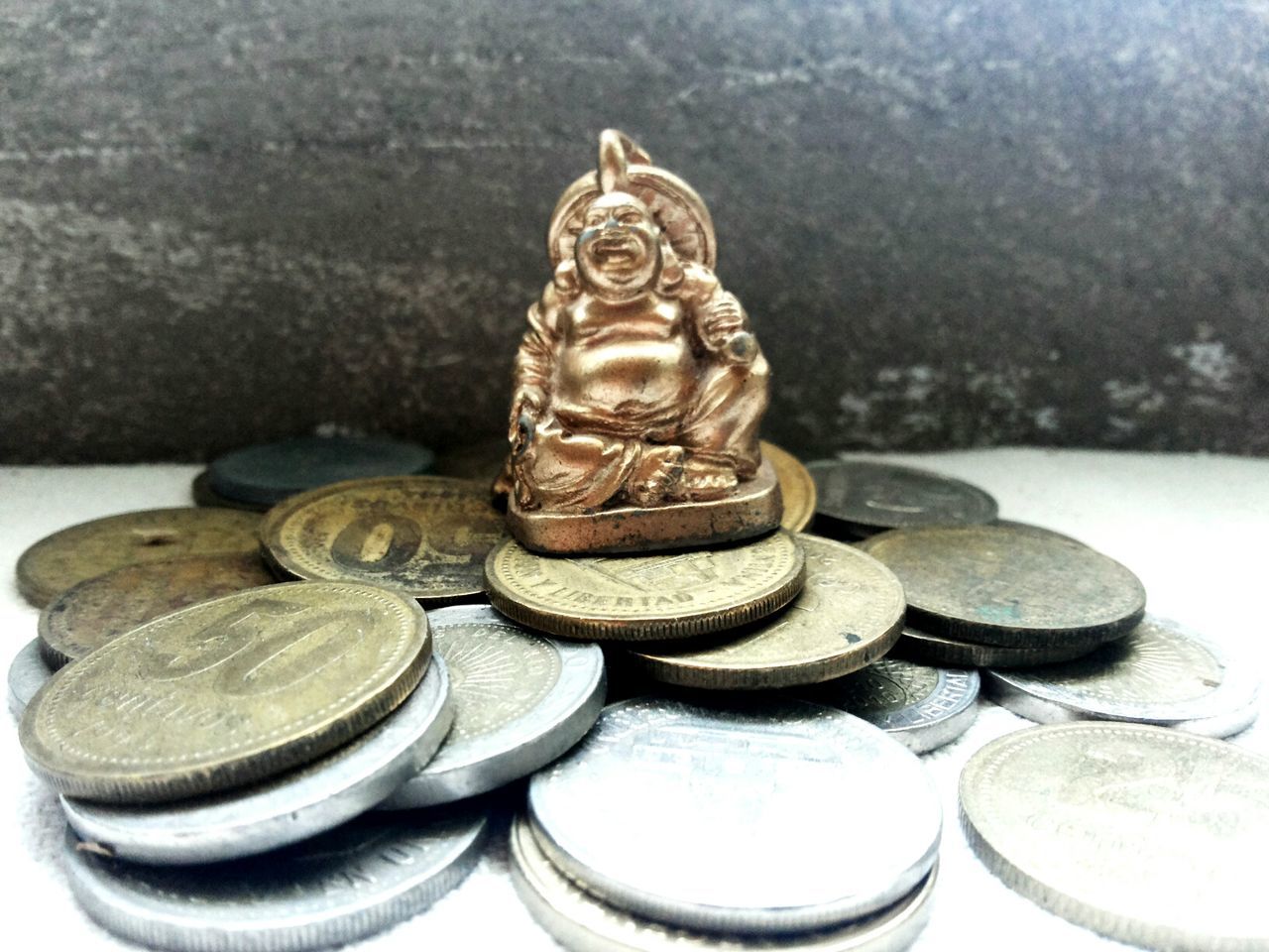 CLOSE-UP OF COINS