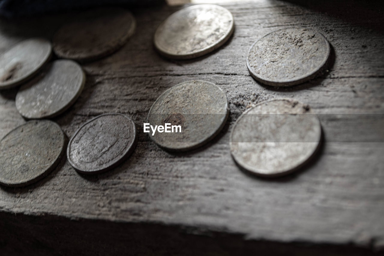 CLOSE-UP OF OLD COINS