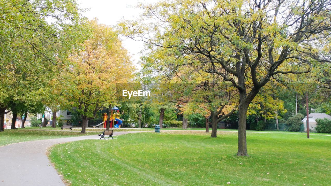 View of a park and playground landscape