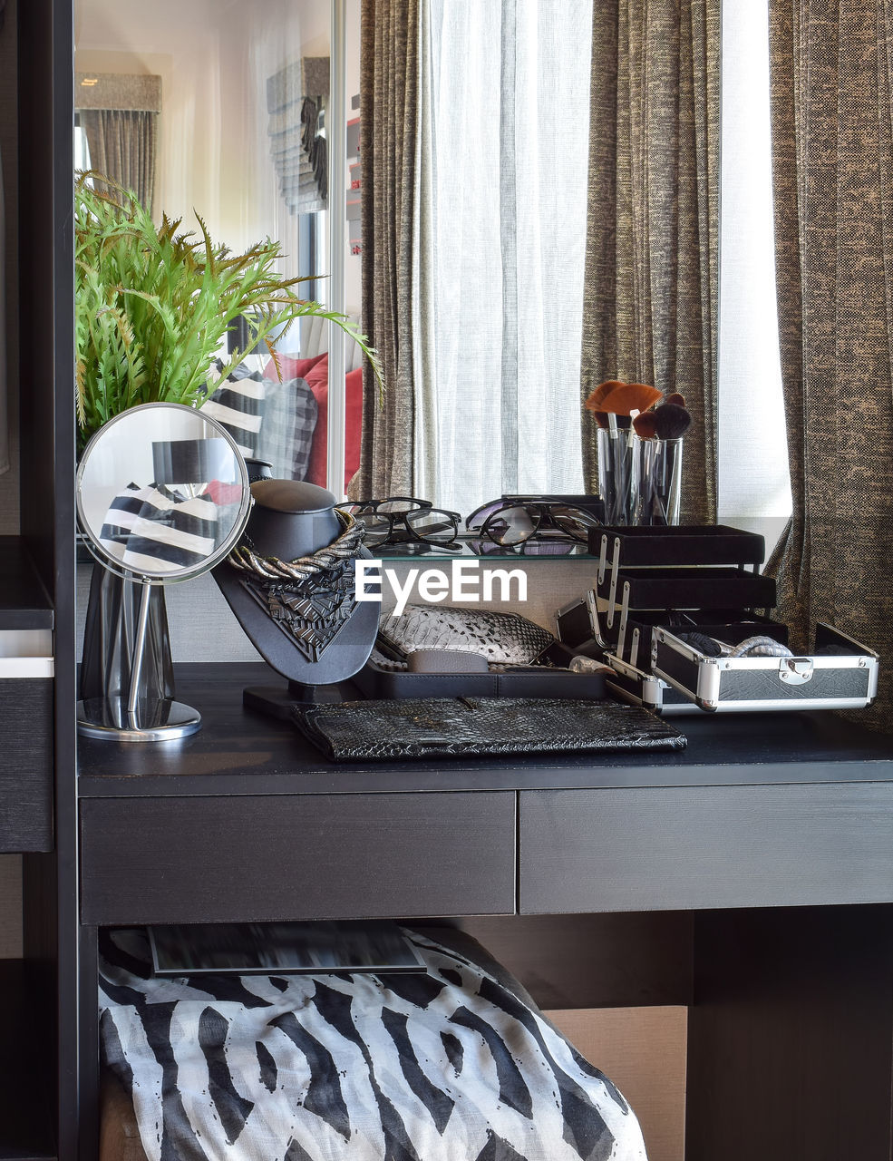 Table and mirror at home