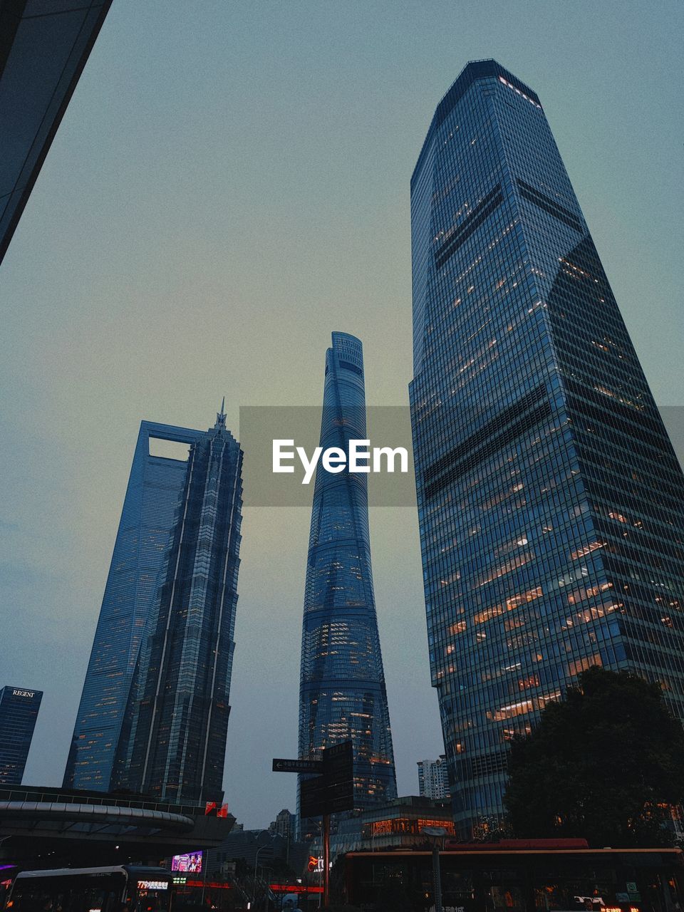 low angle view of modern buildings against sky