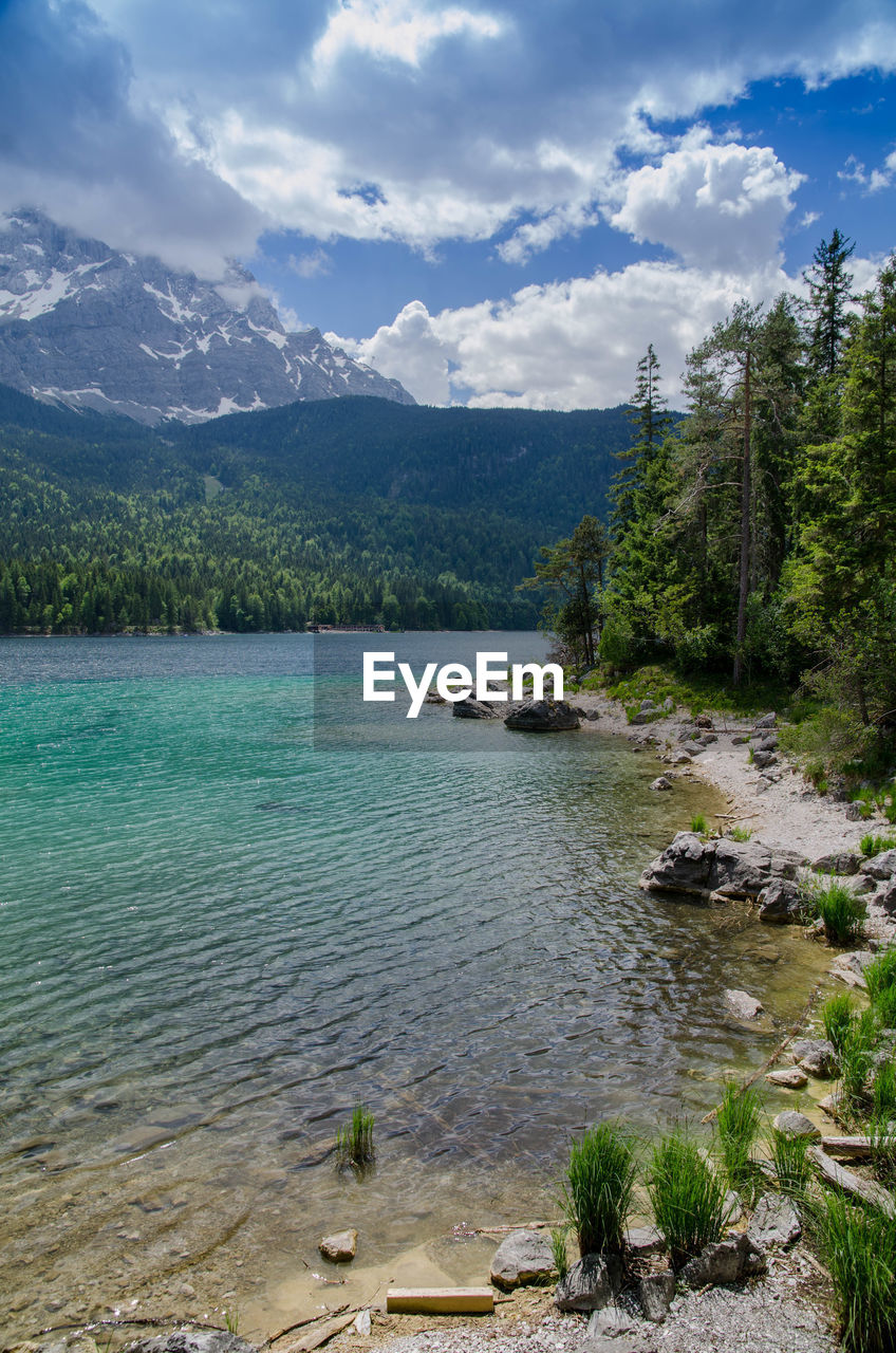 SCENIC VIEW OF LAKE AGAINST MOUNTAINS