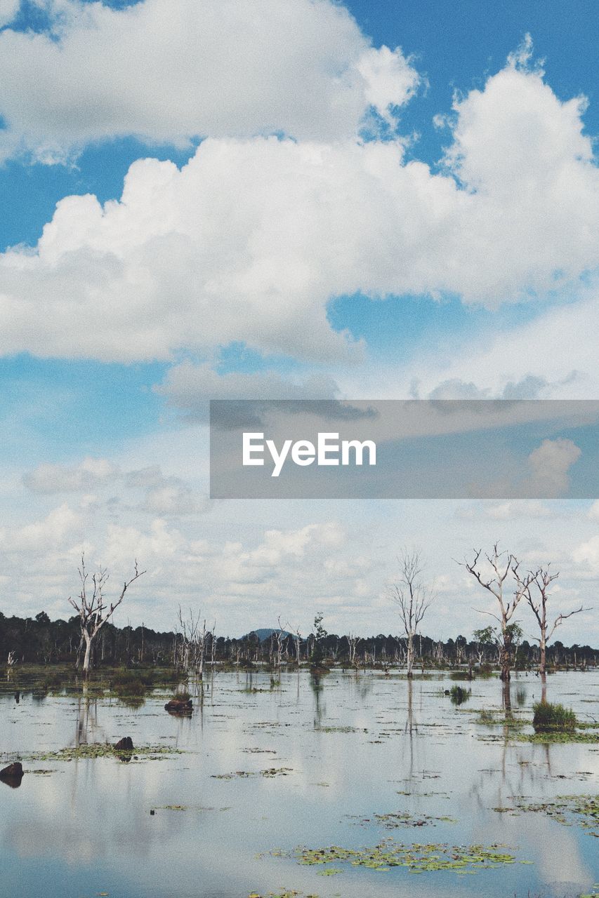 Scenic view of lake against sky