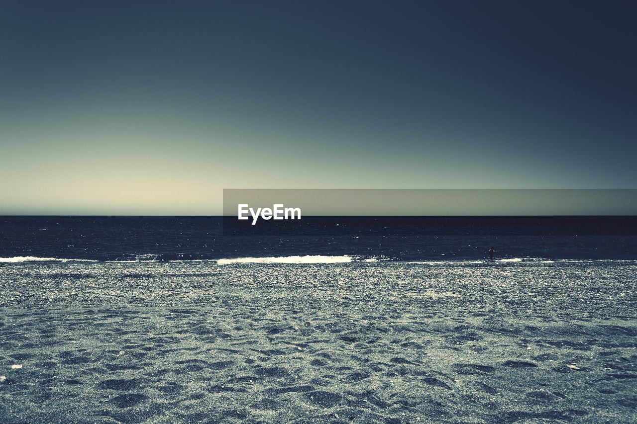 Scenic view of sea against clear sky