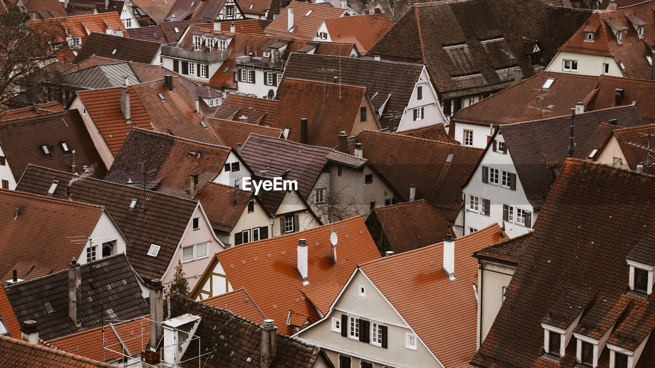 Aerial view of houses in city