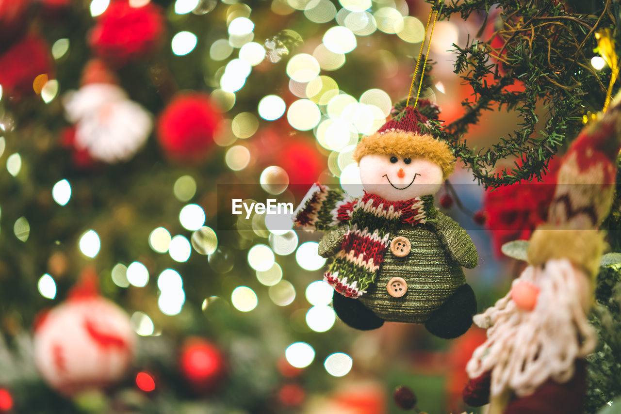 Close-up of christmas decoration hanging on tree