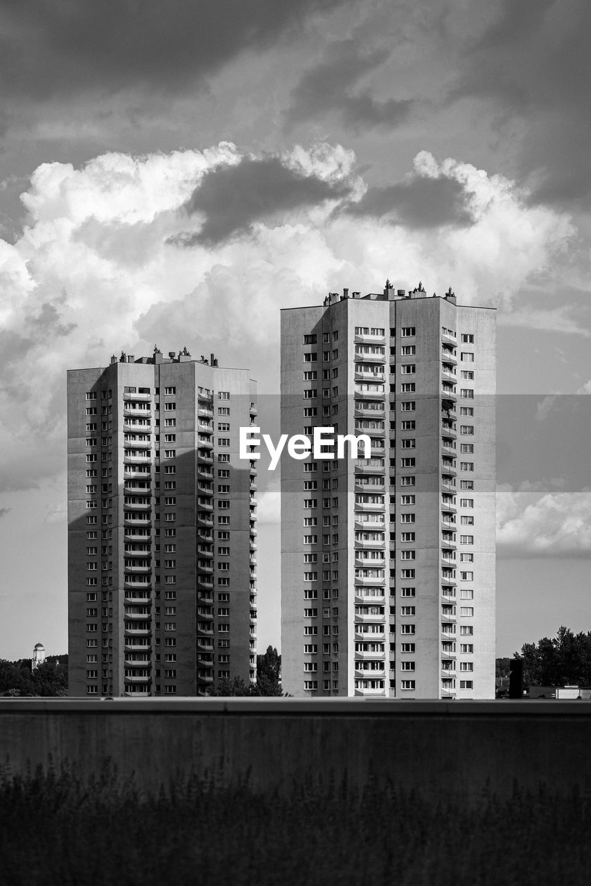 Low angle view of modern building against sky